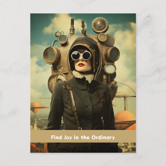 Steampunk Lady Vind vreugde in het gewone Briefkaart (Voorkant)