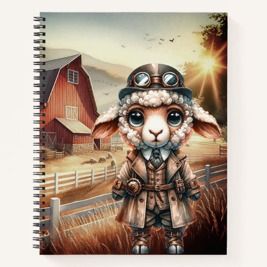 Steampunk Lamb Spiral Notitieboek (Voorkant)