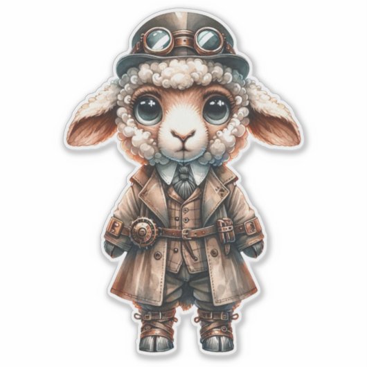 Steampunk Lamb Transparante Sticker (Voorkant)