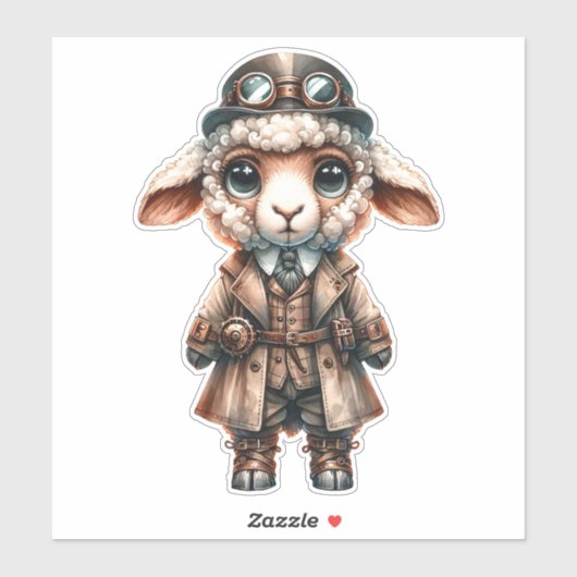 Steampunk Lamb Transparante Sticker (Vel)