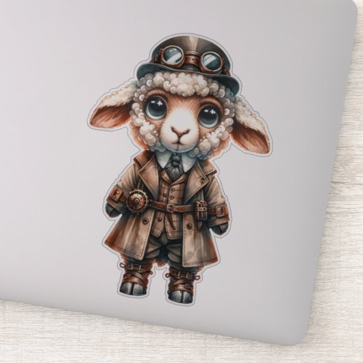 Steampunk Lamb Transparante Sticker (Detail)