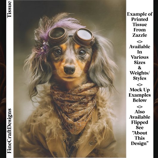 Steampunk Langharige Dachshund Hond EP8L Decoupage Tissuepapier