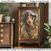 Steampunk Langharige Dachshund Hond EP8L Decoupage Tissuepapier