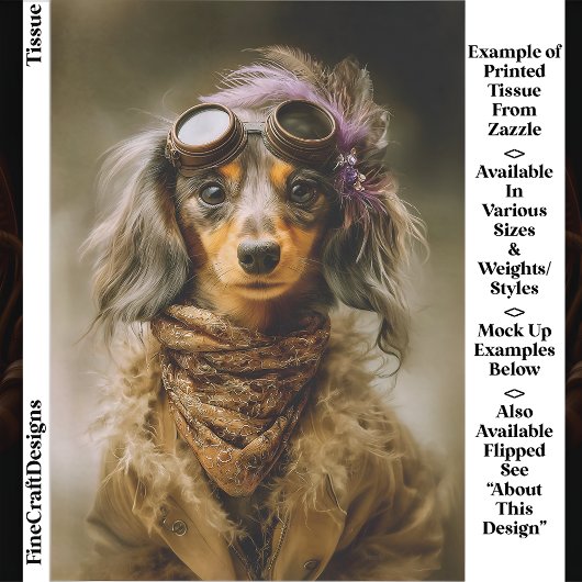 Steampunk Langharige Dachshund Hond EP8R Decoupage Tissuepapier