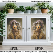 Steampunk Langharige Dachshund Hond EP8R Decoupage Tissuepapier