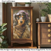 Steampunk Langharige Dachshund Hond EP8R Decoupage Tissuepapier