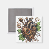 Steampunk Leafy Heart Magneet (Voorkant / Achterkant)