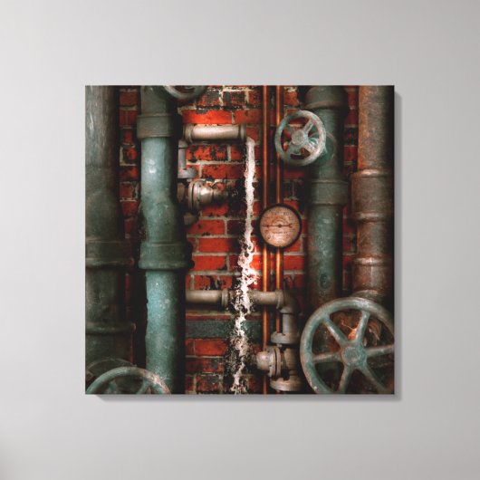 Steampunk - Leidingen en afsluiters Canvas Afdruk (Voorkant)