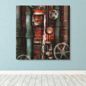 Steampunk - Leidingen en afsluiters Canvas Afdruk (Insitu (Houten vloer))