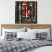 Steampunk - Leidingen en afsluiters Canvas Afdruk (Insitu (Slaapkamer))