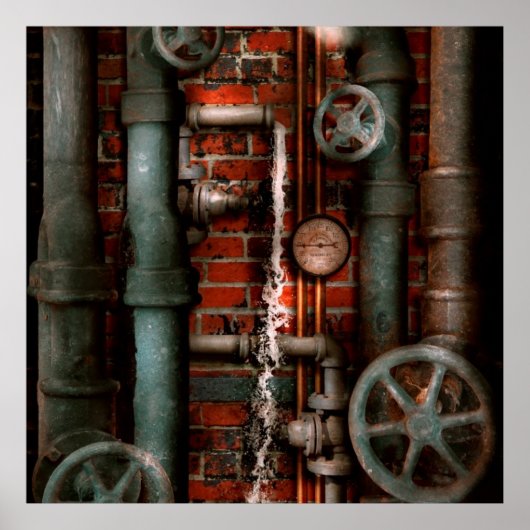 Steampunk - Leidingen en afsluiters Poster (Voorkant)