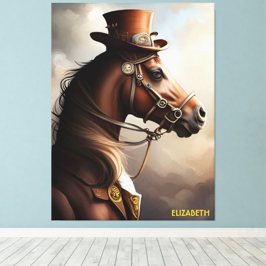 Steampunk Leuk Paard Rusty Fantasy  Paard Canvas Afdruk (Insitu (Houten vloer))
