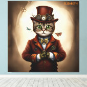 Steampunk Leuke Cat Rusty Fantasy Cat Art Canvas Afdruk (Insitu (Houten vloer))