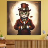 Steampunk Leuke Cat Rusty Fantasy Cat Art Canvas Afdruk (Insitu (Woonkamer))