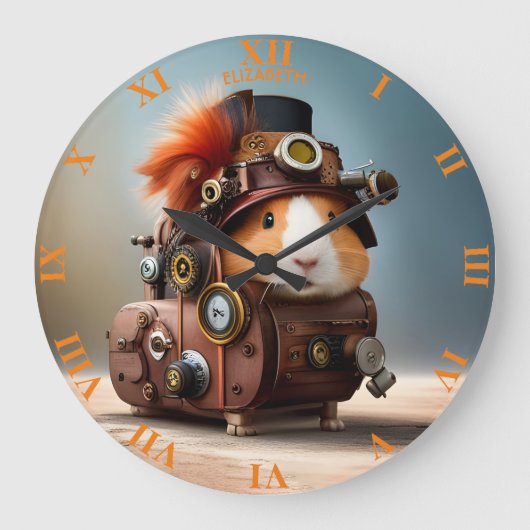 Steampunk Leuke Guinee Pig Rusty Fantasy Grote Klok (Voorkant)