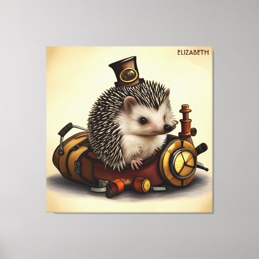 Steampunk Leuke Hedgehog Rusty Fantasy  Canvas Afdruk (Voorkant)