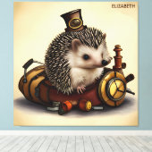 Steampunk Leuke Hedgehog Rusty Fantasy  Canvas Afdruk (Insitu (Houten vloer))