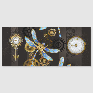Steampunk libellen op bruine gestreepte achtergron