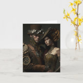 Steampunk Liefhebbers Valentijnskaart Kaart (Gele Bloem)