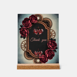 Steampunk Lijst met Red Roses en Gears Acryl Bord