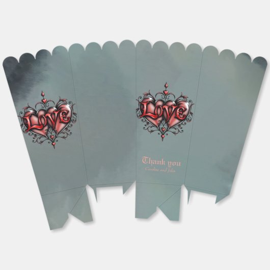 Steampunk Lijst met Red Roses en Gears Bedankdoosjes (Ongevouwen)