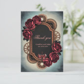 Steampunk Lijst met Red Roses en Gears Bedankkaart (Staand voorkant)