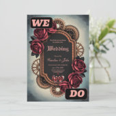 Steampunk Lijst met Red Roses en Gears Kaart (Staand voorkant)