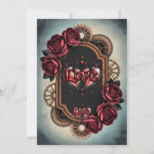 Steampunk Lijst met Red Roses en Gears Kaart (Achterkant)