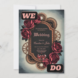 Steampunk Lijst met Red Roses en Gears Kaart