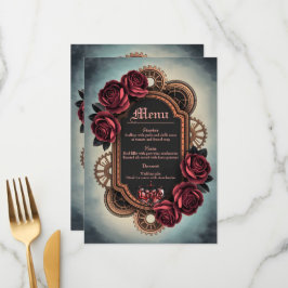Steampunk Lijst met Red Roses en Gears Menu