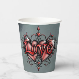 Steampunk Lijst met Red Roses en Gears Papieren Bekers