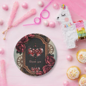 Steampunk Lijst met Red Roses en Gears Papieren Bordje (Feest)