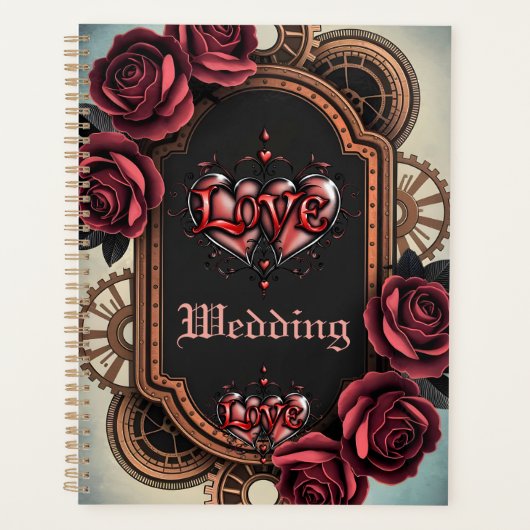 Steampunk Lijst met Red Roses en Gears Planner (Voorkant)