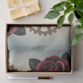 Steampunk Lijst met Red Roses en Gears Tissuepapier (Geschenk)