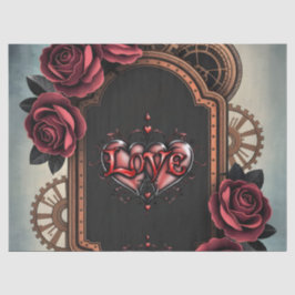 Steampunk Lijst met Red Roses en Gears Tissuepapier