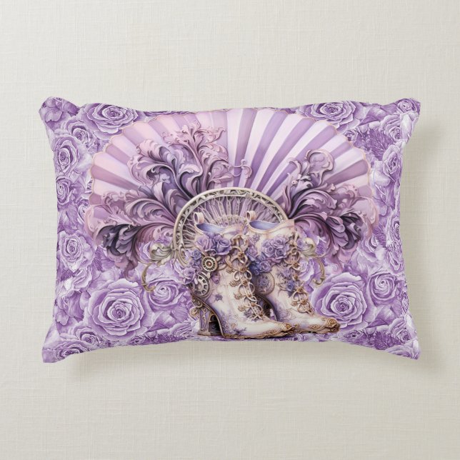 Steampunk Lila Fan en Laarzen Lumbar Pillow Accent Kussen (Voorkant)