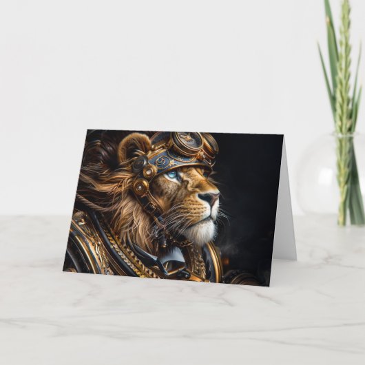 Steampunk Lion Bedankkaart (Voorkant)
