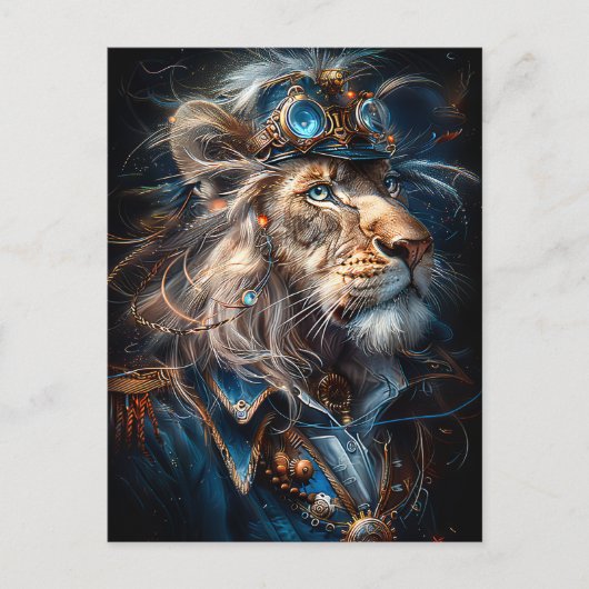 Steampunk Lion Briefkaart (Voorkant)