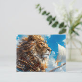 Steampunk Lion Briefkaart (Staand voorkant)