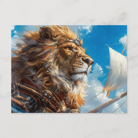Steampunk Lion Briefkaart (Voorkant)