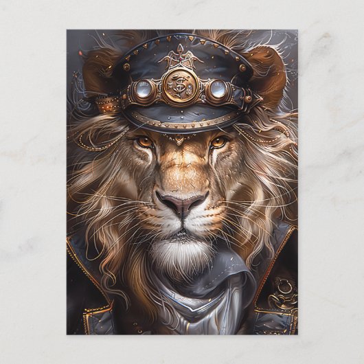 Steampunk Lion Briefkaart (Voorkant)
