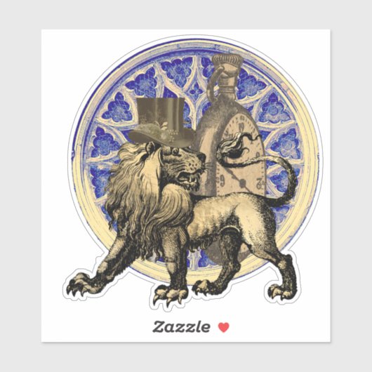 Steampunk Lion Collage Sticker (Vel)