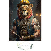 Steampunk Lion Construction Worker Decoupage Tissuepapier