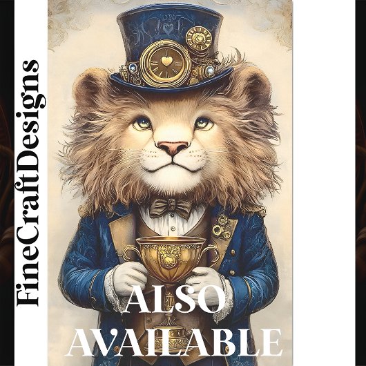 Steampunk Lion & Gold Trophy AS2 Decoupage Tissuepapier