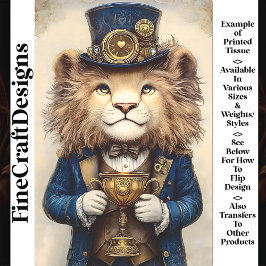 Steampunk Lion & Gold Trophy AS3 Decoupage Tissuepapier