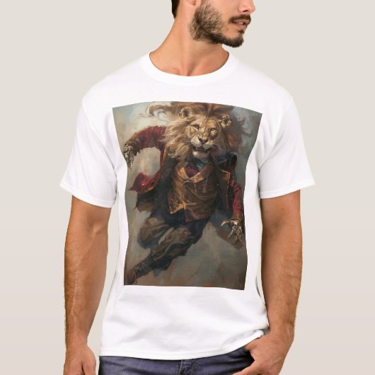 Steampunk Lion Human Paws T-shirt (Voorkant)