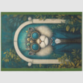 Steampunk Lion in Blauwgroen pak in tuin M4 Decoup Tissuepapier (Voorkant)