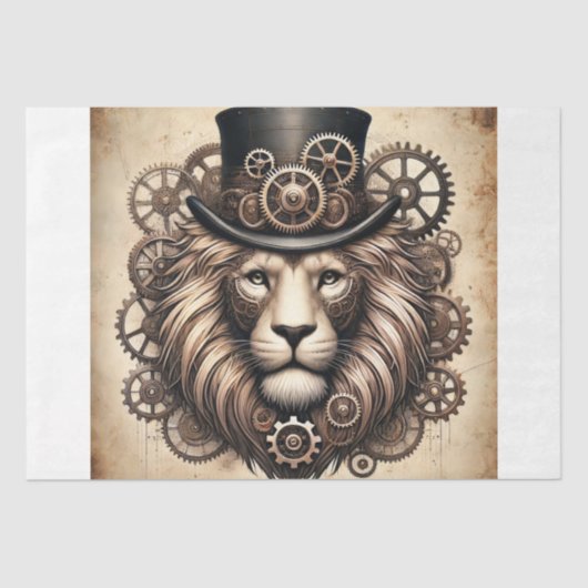 Steampunk Lion Majesty Decoupage Tissuepapier (Voorkant)
