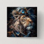 Steampunk Lion Vierkante Button 5,1 Cm (Voorkant)