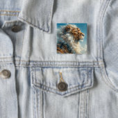 Steampunk Lion Vierkante Button 5,1 Cm (In situ)